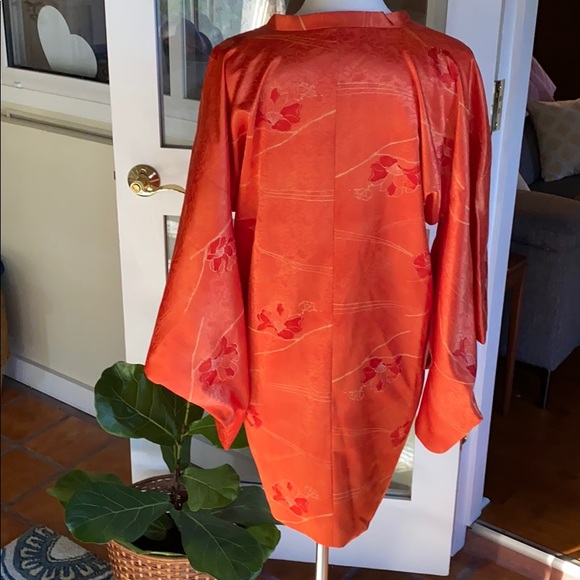 Authentic Kimono Jacket Jewel Orange Japan - Picture 4 of 8
